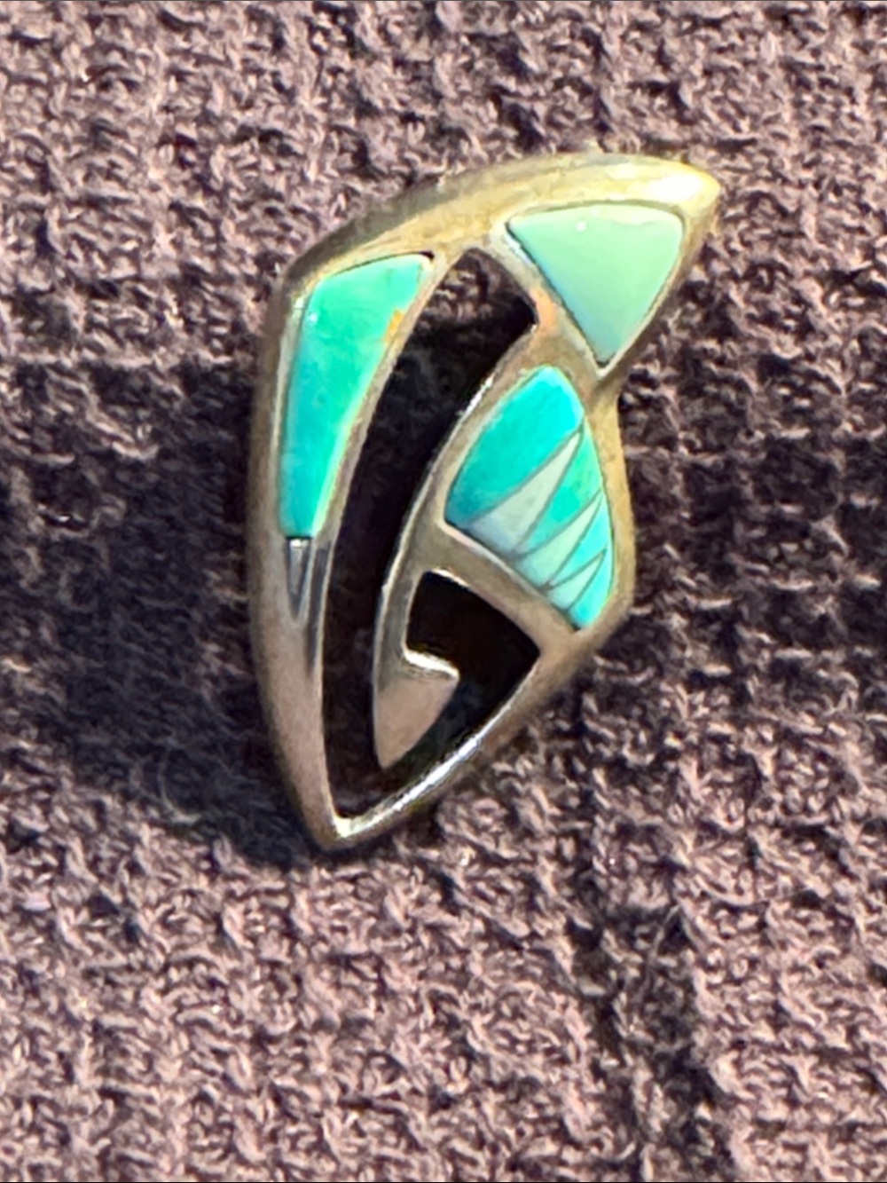 Teal Turquoise Inlay Silver-Tone Women's Brooch